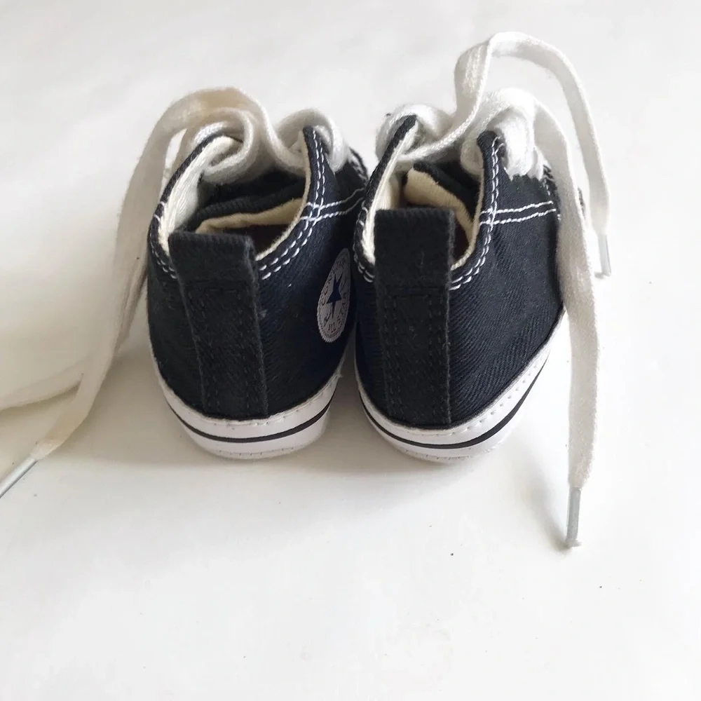 Converse black soft sole  lackey up shoes VGUC- light stain size 3 baby